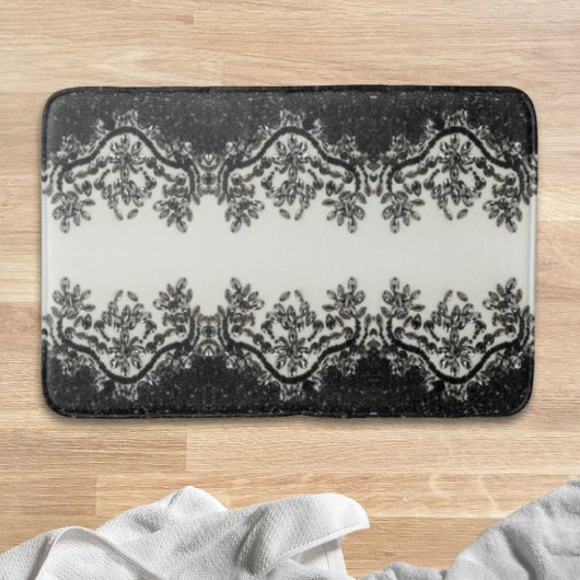 Art Deco  Mode Zwart Wit Bloemen Badmat