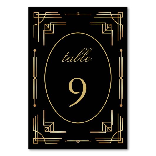 Art deco modern elegante gouden zwart  kaart (Achterkant)