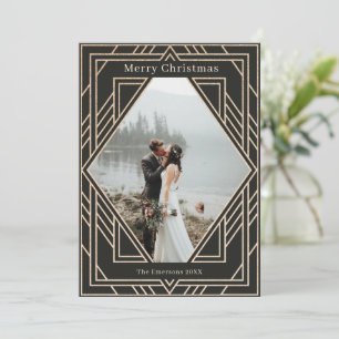 Art Deco Modern Golden kerstfotodesign Kaart