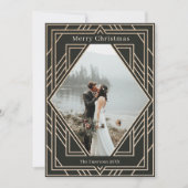 Art Deco Modern Golden kerstfotodesign Kaart (Voorkant)
