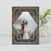 Art Deco Modern Golden kerstfotodesign Kaart (Staand voorkant)