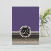 Art Deco Modern Horizontal Striped Birthday Party Kaart (Staand voorkant)