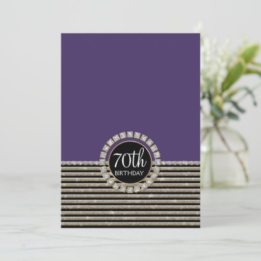 Art Deco Modern Horizontal Striped Birthday Party Kaart (Staand voorkant)