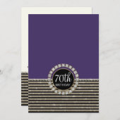 Art Deco Modern Horizontal Striped Birthday Party Kaart (Voorkant / Achterkant)