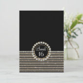 Art Deco Modern Horizontal Striped Birthday Party Kaart (Staand voorkant)