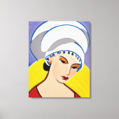 Art Deco Modern Lady in een tulband Canvas Afdruk (Voorkant)