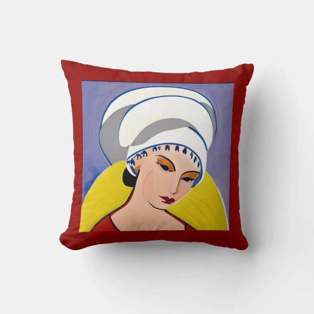Art Deco Modern Lady in een tulband Kussen (Voorkant)