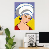 Art Deco Modern Lady in een tulband Poster (Thuiskantoor)