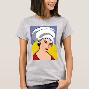 Art Deco Modern Lady in een tulband T-shirt