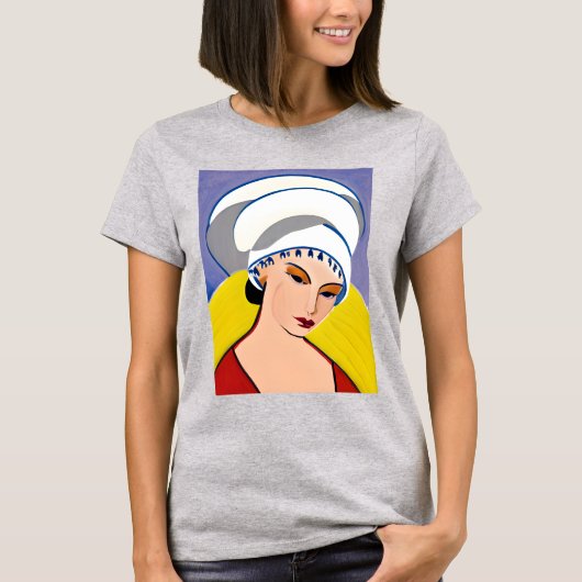 Art Deco Modern Lady in een tulband T-shirt (Voorkant)