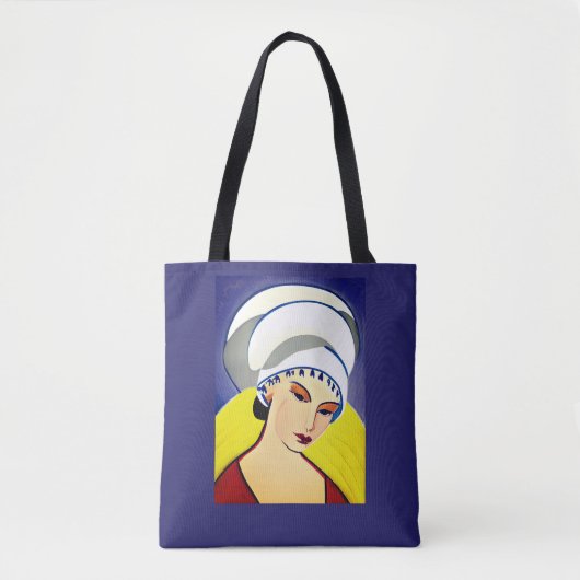 Art Deco Modern Lady in een tulband Tote Bag (Voorkant)