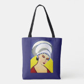 Art Deco Modern Lady in een tulband Tote Bag (Achterkant)