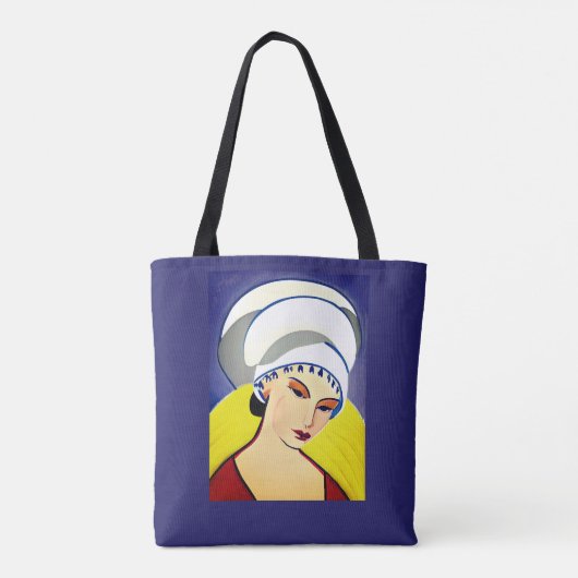Art Deco Modern Lady in een tulband Tote Bag (Achterkant)