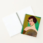 Art Deco Modern Lady met een Fan Journal Notitieboek (Binnen)