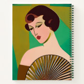 Art Deco Modern Lady met een Fan Journal Notitieboek (Achterkant)