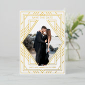 Art Deco Modern Save the Date Folie Holiday Kaart (Staand Voorkant)