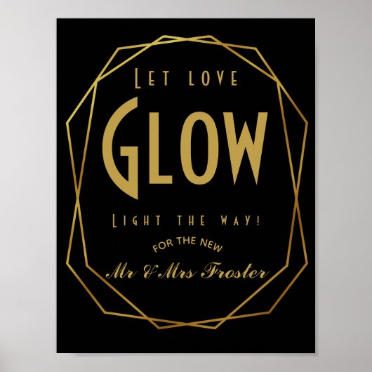 Art Deco Modern stijl Laat je houden van een gloed Poster (Voorkant)