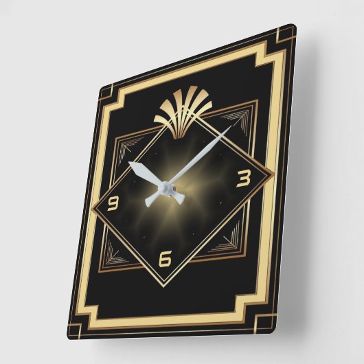 Art Deco modern Vierkante Klok (Hoek)