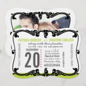 Art Deco Modern Wedding Invite Kaart (Voorkant / Achterkant)