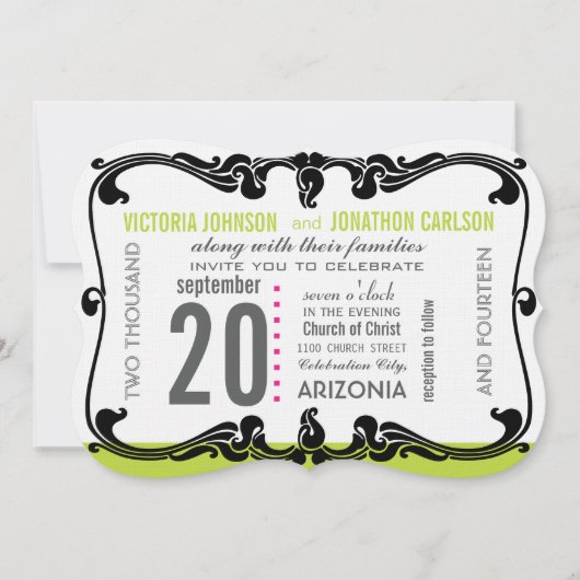 Art Deco Modern Wedding Invite Kaart (Voorkant)