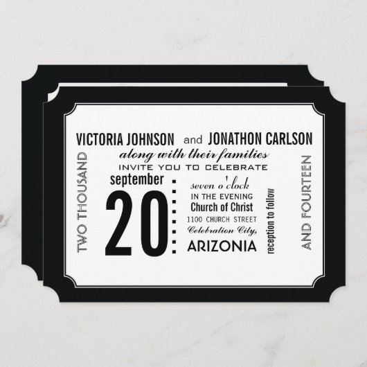 Art Deco Modern Wedding Invite Kaart (Voorkant / Achterkant)