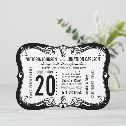 Art Deco Modern Wedding Kaart (Staand voorkant)