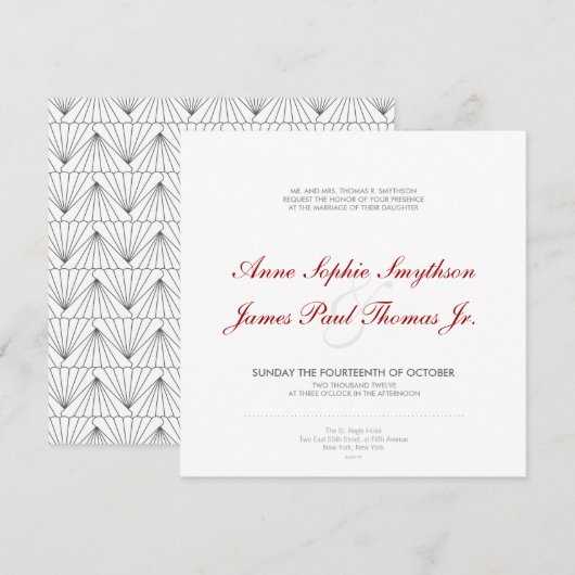 Art Deco Modern Wedding Uitnodiging (Voorkant / Achterkant)