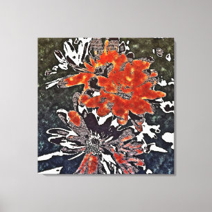 Art Deco Moderne Bloem Bloemenrood - Ingewikkeld C Canvas Afdruk