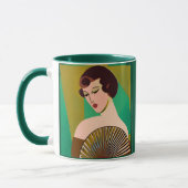 Art Deco Moderne Dame met een Fan Mok (Links)