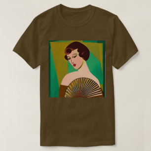 Art Deco Moderne Dame met een Fan T-shirt