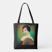 Art Deco Moderne Dame met een Fan Tote Bag (Achterkant)