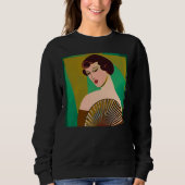 Art Deco Moderne Dame met een Fan Trui (Voorkant)