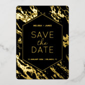 Art Deco Moderne Hexagon bruiloft Save the Date Folie Uitnodiging (Voorkant)