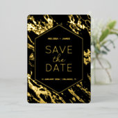 Art Deco Moderne Hexagon bruiloft Save the Date Folie Uitnodiging (Staand Voorkant)