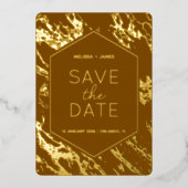Art Deco Moderne Hexagon bruiloft Save the Date Folie Uitnodiging (Voorkant)