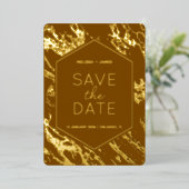 Art Deco Moderne Hexagon bruiloft Save the Date Folie Uitnodiging (Staand Voorkant)