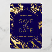 Art Deco Moderne Hexagon bruiloft Save the Date Folie Uitnodiging (Voorkant)