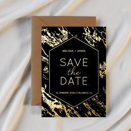 Art Deco Moderne Hexagon bruiloft Save the Date Folie Uitnodiging