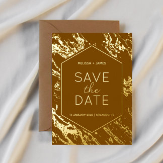 Art Deco Moderne Hexagon bruiloft Save the Date Folie Uitnodiging