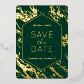 Art Deco Moderne Hexagon bruiloft Save the Date Folie Uitnodiging (Voorkant)