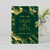Art Deco Moderne Hexagon bruiloft Save the Date Folie Uitnodiging (Staand Voorkant)