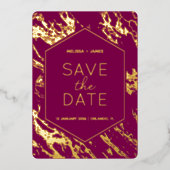 Art Deco Moderne Hexagon bruiloft Save the Date Folie Uitnodiging (Voorkant)