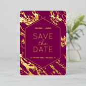Art Deco Moderne Hexagon bruiloft Save the Date Folie Uitnodiging (Staand Voorkant)