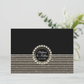 Art Deco Moderne Horizontale Gestreepte Bruiloft S Kaart (Staand voorkant)