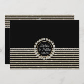 Art Deco Moderne Horizontale Gestreepte Bruiloft S Kaart (Voorkant / Achterkant)