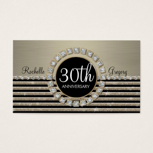 Art Deco Moderne Horizontale Streep Glitter 30e Visitekaartjes (Voorkant)