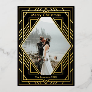 Art Deco Moderne kerstfeestdag Kaart