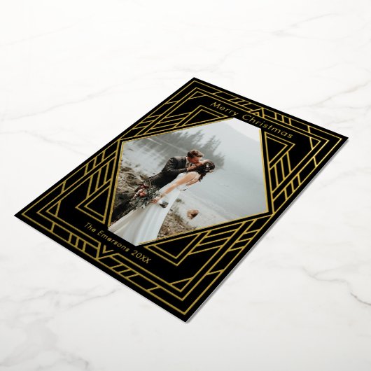 Art Deco Moderne kerstfeestdag Kaart (Gedraaid)