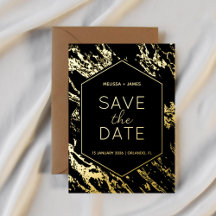 Art Deco Moderne Zeshoekige Trouw Save the Date