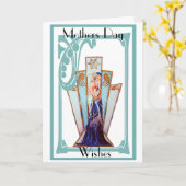 ART DECO MOEDERDAG WENSKAART KAART (Gele Bloem)